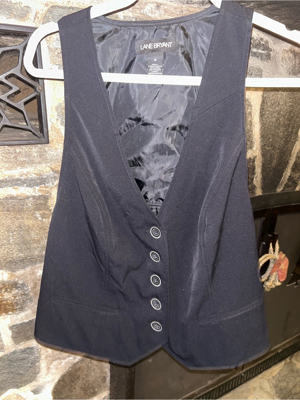 Black V-Neck Button Front Tailored Vest